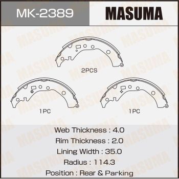 MK2389 MASUMA Комплект тормозных колодок