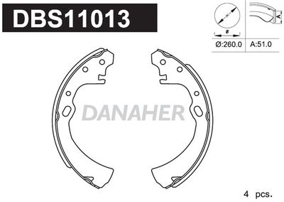 DBS11013 DANAHER Комплект тормозных колодок