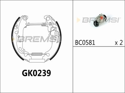 GK0239 BREMSI Комплект тормозных колодок