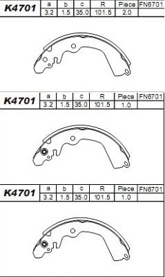 K4701 ASIMCO Комплект тормозных колодок