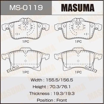 MS0119 MASUMA Комплект тормозных колодок