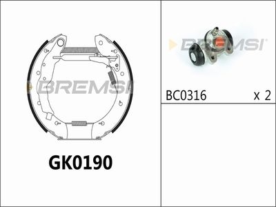 GK0190 BREMSI Комплект тормозных колодок