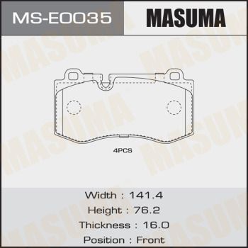 MSE0035 MASUMA Комплект тормозных колодок