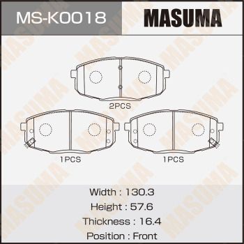 MSK0018 MASUMA Комплект тормозных колодок