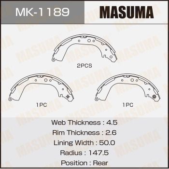 MK1189 MASUMA Комплект тормозных колодок