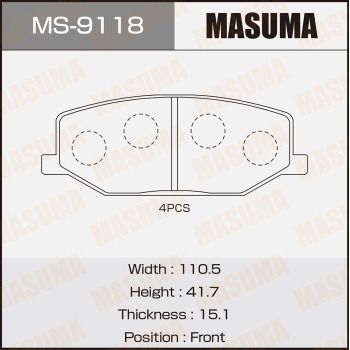 MS9118 MASUMA Комплект тормозных колодок