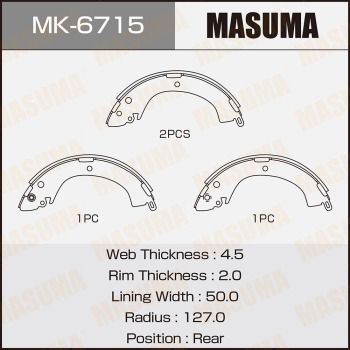 MK6715 MASUMA Комплект тормозных колодок