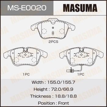 MSE0020 MASUMA Комплект тормозных колодок