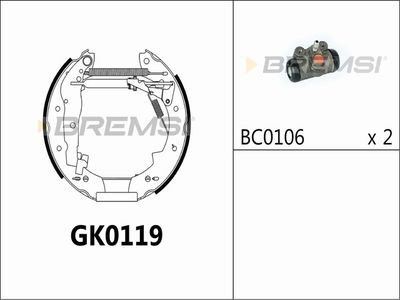 GK0119 BREMSI Комплект тормозных колодок