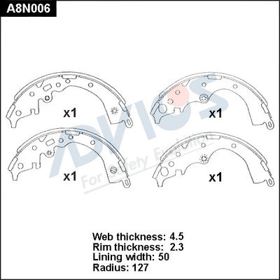 A8N006 ADVICS Комплект тормозных колодок