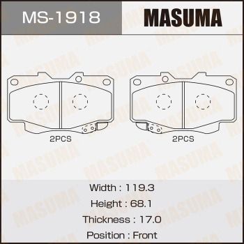MS1918 MASUMA Комплект тормозных колодок