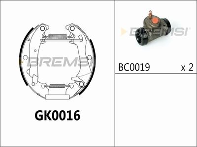 GK0016 BREMSI Комплект тормозных колодок