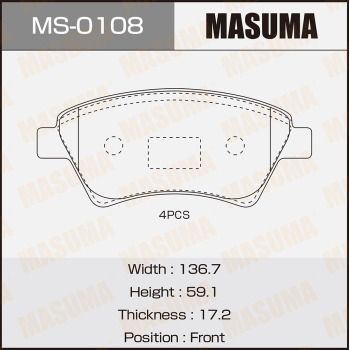 MS0108 MASUMA Комплект тормозных колодок