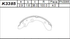 K3385 ASIMCO Комплект тормозных колодок