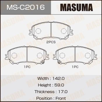 MSC2016 MASUMA Комплект тормозных колодок