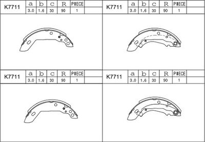 K7711 ASIMCO Комплект тормозных колодок