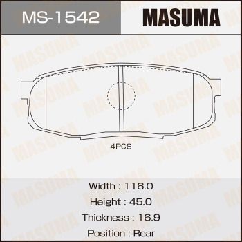 MS1542 MASUMA Комплект тормозных колодок