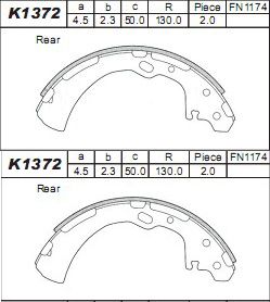 K1372 ASIMCO Комплект тормозных колодок