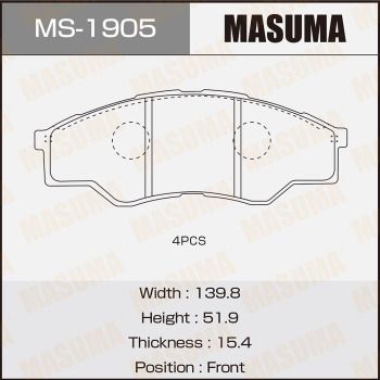 MS1905 MASUMA Комплект тормозных колодок