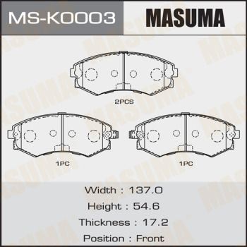 MSK0003 MASUMA Комплект тормозных колодок