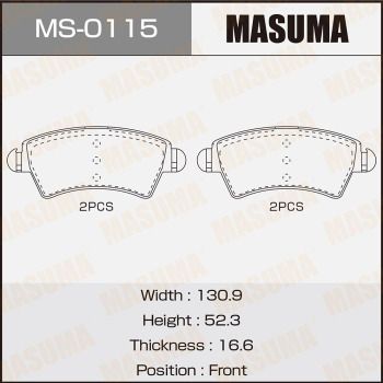 MS0115 MASUMA Комплект тормозных колодок