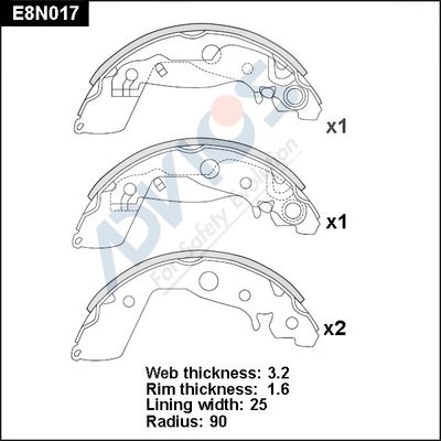 E8N017 ADVICS Комплект тормозных колодок