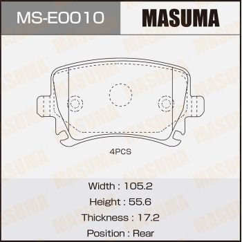 MSE0010 MASUMA Комплект тормозных колодок