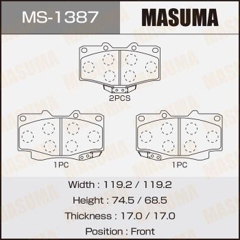 MS1387 MASUMA Комплект тормозных колодок