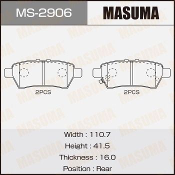 MS2906 MASUMA Комплект тормозных колодок