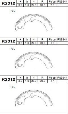 K3312 ASIMCO Комплект тормозных колодок