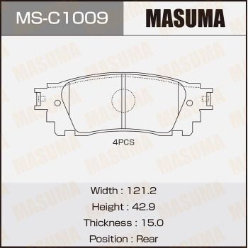 MSC1009 MASUMA Комплект тормозных колодок