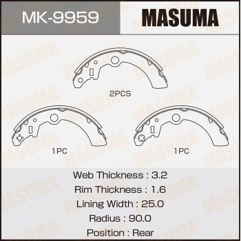 MK9959 MASUMA Комплект тормозных колодок