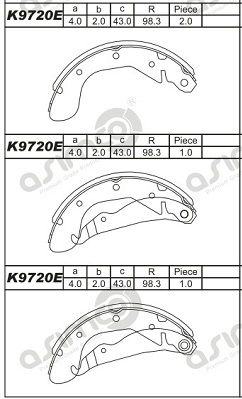 K9720E ASIMCO Комплект тормозных колодок