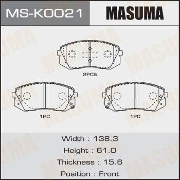 MSK0021 MASUMA Комплект тормозных колодок