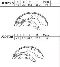 K9735 ASIMCO Комплект тормозных колодок