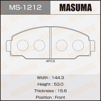 MS1212 MASUMA Комплект тормозных колодок