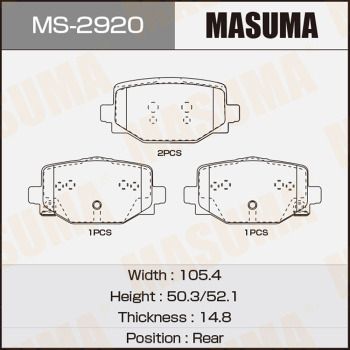 MS2920 MASUMA Комплект тормозных колодок