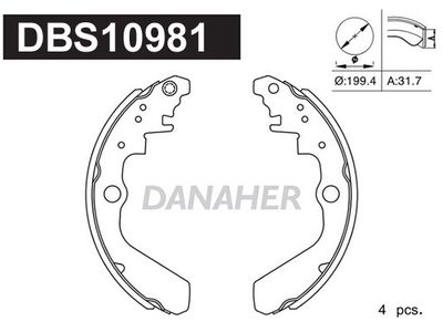 DBS10981 DANAHER Комплект тормозных колодок
