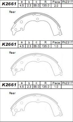 K2661 ASIMCO Комплект тормозных колодок