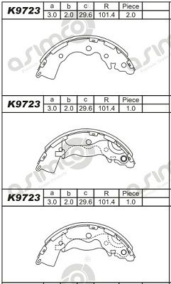 K9723 ASIMCO Комплект тормозных колодок