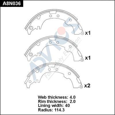 A8N036 ADVICS Комплект тормозных колодок