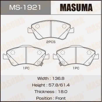 MS1921 MASUMA Комплект тормозных колодок