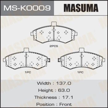 MSK0009 MASUMA Комплект тормозных колодок