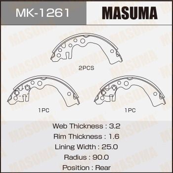 MK1261 MASUMA Комплект тормозных колодок