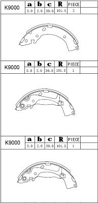 K9000 ASIMCO Комплект тормозных колодок