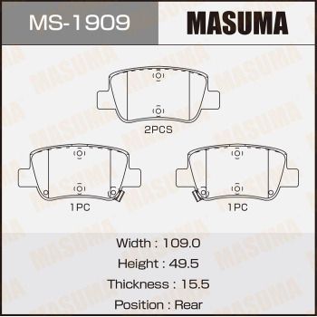MS1909 MASUMA Комплект тормозных колодок