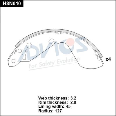 H8N010 ADVICS Комплект тормозных колодок