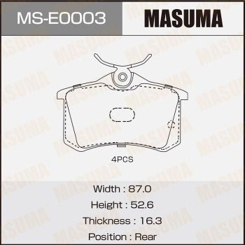 MSE0003 MASUMA Комплект тормозных колодок