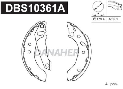 DBS10361A DANAHER Комплект тормозных колодок