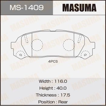 MS1409 MASUMA Комплект тормозных колодок